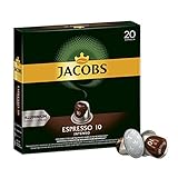 Jacobs Kaffeekapseln Espresso Intenso, Intensität 10 von 12, 200 Nespresso®* kompatible Kapseln, 10 x 20 Getränke