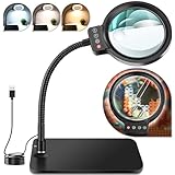 NZQXJXZ Lupe mit Licht und Ständer, 10X 30X Lupenleuchte mit 72 LEDs, 3 Einstellbare Farben und 10 Helligkeitsstufen, Lampe mit Lupe für Juweliere Reparaturen Lesen, Tischlupe mit Beleuchtung