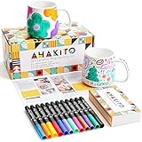 ahakito Keramik Tassen Bemalen Set WeißE Porzellan Tasse...