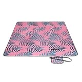 SONGMICS Picknickdecke, 200 x 200 cm, großer Teppich, für Camping, Park, Garten, Strand, wasserabweisend, maschinenwaschbar, faltbar, Farnmuster und Rose, GCM87KJ