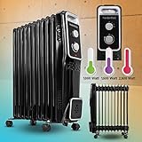 Heidenfeld Ölradiator ÖR100 | 𝟑 𝐉𝐀𝐇𝐑𝐄 𝐆𝐀𝐑𝐀𝐍𝐓𝐈𝐄 - 2500 Watt - Timerfunktion - Energiesparend - Öl Radiator - Mobile Elektroheizung - Überhitzungsschutz - Abschaltautomatik (Schwarz)