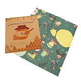 MAGICLULU 3 Stück Bienenwachs Frischhaltetücher aus Nachhaltiger Wiederverwendbare Atmungsaktive Lebensmittelverpackungen für Schüsseln Umweltfreundliche Küchenhelfer zur Frischhaltung