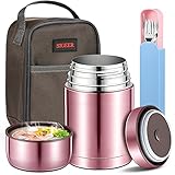 Thermobehälter für Essen, 800ml Edelstahl Warmhaltebehälter für Speisen Essensbehälter mit Löffel Gabel Essstäbchen Warmhaltebox Speisegefäß Babynahrung für Suppe Müsli Joghurt Babybrei Porridge