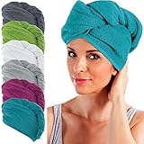 Erwin Müller Turban, Haarturban mit Knopf - auch als Kinderturban geeignet Petrol Größe 28x70 cm - 100% Baumwolle, saugstark, Stabiler Halt - (weitere Farben)