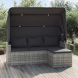 Chaduof 3-Sitzer-Gartensofa mit Dach und Fußhocker, Lounge...