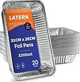 LATERN 20 Stück Große Backbleche aus Aluminiumfolie, 31 x 26 x 5CM Einweg Bräter Backofen Gefrierfach Kochen Backen Grillpfannen zum Party-Essen servieren Aufbewahrung zum Mitnehmen Catering-Container