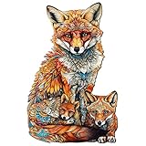 Holzpuzzle Erwachsene 300pcs, KAAYEE Puzzle Holz, Fuchs Holz Puzzle Erwachsen, Unregelmäßige Einzigartige Puzzleteile, Holzpuzzle Tierform, Holz Puzzle mit Geschenkbox aus Holz (Fuchs, L)