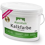 AlpenKalk® Kalkfarbe | Atmungsaktive Kalkfarbe für Innenräume | Ohne Giftstoffe, Premium Qualität & Wischfest | Hochdeckend mit Antiseptischer Wirkung | 21 kg für ca. 100 m²