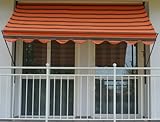 Angerer Freizeitmöbel GmbH Klemmmarkise Exklusiv - Markise für Sonnenschutz - Montage ohne Bohren und Dübeln - ideale Balkonmarkise für Mietwohnungen (Orange-Braun, 350 cm)