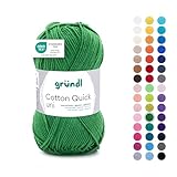 Gründl Wolle Cotton Quick uni - Wolle zum Häkeln aus 100% Baumwolle - Wolle zum Stricken - glänzendes Baumwollgarn 1 Knäuel 50 g / 125 m - Farn
