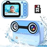 Unterwasserkamera, Digitalkamera Wasserdicht 10ft 1080P Full HD 26MP 10X Digitalzoom wasserdichte Kamera Schnorcheln für Unterwasser-Selfie, Schwimmen, Strand, Wasserpark - Blau