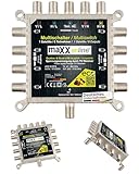 maxx.onLine Multischalter 8 Teilnehmer & 1 Satellit, Quad- & Quattro LNB tauglich, kein Netzteil notwendig, DVB-S Multiswitch 5/8 mit eco Sparmodus