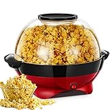 Popcornmaschine - 5.5L Großer Inhalt - HOUSNAT 800W Zuhause Popcorn Maker Machine mit Antihaftbeschichtung und Abnehmbares Heizfläche - Stille und Schnelle - Maschine