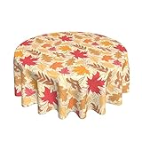 Herbst-Tischdecke mit Ahornblatt-Design, rund, 152,4 cm, Ernteblätter, Tischkleidung, Erntedankfest, wasserdicht, wiederverwendbar, runde Tischdecke für Picknick, Party, Esszimmer, Zuhause,