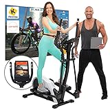 Miweba Sports Profi Crosstrainer MC300 Stepper - Mit App Steuerung - 21 Kg Schwungmasse - Ellipsentrainer - Heimtrainer elektrisch - Pulsgurt - Magnetbremse - Für Zuhause (Weiß Schwarz)