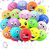 30/50/100 Stück Luftballons Emotion, Luftballons Smiley Geburtstag Bunt, Lustig Emoji Balloon für Geburtstagsdeko