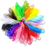 FYSL 20 Stück Jongliertücher 60 x 60 cm Tanz Tücher Chiffontücher Gymnastiktücher Square Jongliertücher Bunte Tücher Tanzen für Kindergarten Kindershow, Seidentücher in 20 Farben