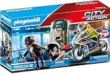 PLAYMOBIL City Action 70572 Polizei-Motorrad: Verfolgung des Geldräubers, Für Kinder von 4-10 Jahre