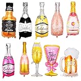 SHULLIN 10 Stück Luftballons Set Wein Flaschen Ballon Aluminiumfolie Ballon Folienballon Weinflasche Wiederverwendbarer Sektflasche Luftballons Deko Set für Geburtstag Urlaub Hochzeit Party Dekoration