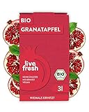 LiveFresh® Granatapfel Saftbox 3 Liter | Kaltgepresst | Aus 100% frischen Granatäpfeln | Ohne Zuckerzusatz & Zusatzstoffe