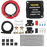 VEVOR Doppelbatterie Trennrelais 12 V Split Charge Kit, 140 A spannungsempfindliches Relais Set -30 bis 105 ℃, automatisches Ladegerät & Kabel Set für Lastwagen, Wohnmobil, Werkstatt, Auto & Schiff