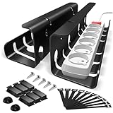 StowBin Kabelkanal Schreibtisch fürs Kabel Management - 2er Set Edelstahl Kabel Organizer Schreibtisch - Inkl. Zubehör - Kabelmanagement Schreibtisch - Cable Organizer Desk,Schwarz