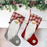 MACUNIN Weihnachtsstrümpfe, großer Nikolausstrumpf zum Befüllen als Weihnachtsgeschenktasche, Nikolausstiefel für Weihnachtsbaum, Kamin, Schaufenster, hängende Weihnachtsdeko (Typ 1)