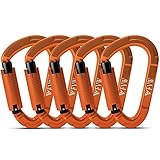 Karabiner Klettern Kletterausrüstung,5 Stück UIAA-Zertifiziert 25KN Auto Locking Kletterkarabiner Clips für Hängematten, Schaukel, Locking Hundeleine und Geschirr, Camping, Wandern & Utility (Orange)