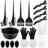 Haarfärbepinsel Set, 18 Stk Haare Färben Zubehör, Haar Färben Färbung Tool, mit Bürstenkamm, Färbebürste, Haartönungsschale Ohrabdeckung Haarnadeln, Handschuhe, für Salon DIY Haarfärbe Kit