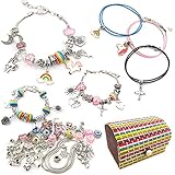 DMAXUN 72 Stück Charm Armband kit, DIY Silber-Armband für Einschulung mädchen Geschenkideen, mädchen Teenager schmuck selber Machen Set Kinder ab 6-14 jährige Jahre mädchen Geburtstag Geschenke