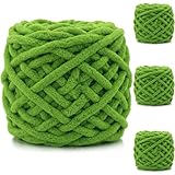 Exquilnova Grobes Garn zum Handstricken, 380 g, Chenille-Garn in mehreren Farben, zum Stricken und Häkeln, weiche dicke Wolle für Decken, Kissen, Schals, Haustierbetten, Taschen, Hüte, Pullover