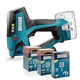 NOVUS TOOLS Akku Tacker J-551 Set mit 9.800 Klammern │ Für Flachdrahtklammern 6-14 mm und Nägel 16 mm │ Kompatibel mit 18V Li-Ion CAS Akku │ Ohne Akku und Ladegerät │ Profi-Tacker für Holz