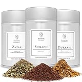 Boomers Gourmet - Orientalische Gewürze Set, Sumach Gewürz I Dukkah Gewürzmischung I Zatar Gewürzmischung nach Ottolenghi Gewürze Set 3er - 3 Dosen - 300 g