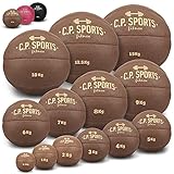 C.P. SPORTS Medizinball aus hochwertigem Kunstleder - Fitness Ball, Trainingsball, Gewichtsball, Slamball, Wallball, Gewichtsbälle für individuelles Training - Gewicht: 5 KG - Farbe: Schwarz