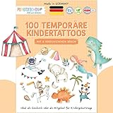 Papierdrachen 100+ Tattoos für Jungen und Mädchen - hautfreundliche Kindertattoos - Bunter Mix - Tattoos für Kinder - Geschenkidee & Mitgebsel - 100% vegan & dermatologisch geprüft - Set 5