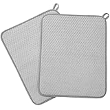 Mikikit Geschirrtrockenmatte 40X12 Zoll Mikrofaser Trockenmatte für Heiße Töpfe und Teller im Küchen und Badezimmerbereich mit Aufhängeöse