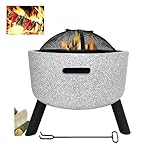 MaxxGarden Premium Feuerschale - Feuerstelle für Garten, Balkon & Terrasse - Gartenkamin Feuerstelle - Zum Grillen - Mit Funkenschutz - Zum Entspannen - Ø45cm - Weiß