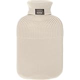 Fashy Wärmflasche 2,0 L mit Strickbezug, Beige