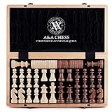 A&A Wooden Chess Set, 2 in 1, 15' Folding Board, 3' King...
