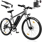 Finbike E Bike mit USB-Slot, 26' Elektrofahrrad Abnehmbarer 10400mAh Akku,7-Gang Pro,3.5H Schnellladung,5 Fahrmodi,E-Mountainbike Reichweite Max 100km,250W Electric Fahrrad Herren Damen