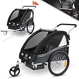 KESSER® Kinderanhänger Fahrradanhänger Sport-RX 2 in 1 Joggerfunktion Kinderfahrradanhänger + 5-Punkt Sicherheitsgurt 360° Vorderrad Jogger Buggy Fahrrad Anhänger für 1 bis 2 Kinder max. 40kg,