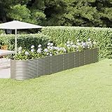 Bulliing Hochbeet Pulverbeschichteter Stahl 512x80x68 cm Silbern Raised Garden Bed Hochbeet Metall Hochbeete FüR Garten Plant Bed