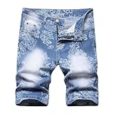 Generisch Jeans Herren Einfache Herren-Jeans- Denim Hose Herren Stretch Latzhose Herren Kurz Hose Herren Cargohose Mode Jeans Vintage Freizeithose Streetwear Kurze Jeans Herren