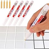 Fugenstift Weiß, 4 Stück Fugenstift Fugenmörtel mit Ersatzspitze, Wasserfest Fugenstift Anthrazit Lackstift Stift Fugen Reparatur Marker für Fliesen Wand Boden Von Fliese Badezimmer Und Küche