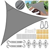 Sonnensegel Dreieckig 3x3x3m,Sonnensegel Dreieck Wasserdicht,Segeltuch Wasserdicht,UV Schutz,Terrassen Sonnenschutz mit Befestigung Set