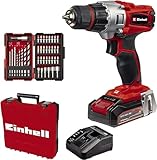 Einhell Akku-Bohrschrauber TE-CD 18/2 Li +39 (1x2,5Ah) Power X-Change (Li-Ion, 18 V, 44 Nm, 2-Gang-Getriebe, inkl. 2,5 Ah Akku, Schnellladegerät und 39-tlg. Zubehör-Set) Rot/Schwarz, 190