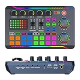 Live-Soundkarte, Audio Mischpult mit 16 Sound-Change-Effekten, DJ-Mixer Bluetooth Streaming, Sound Mischpult für Aufnahme/Baladocast/Spiele/Live-Streaming