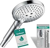 hansgrohe Raindance Select S - wassersparender Duschkopf 9 l/min (EcoSmart), Handbrause mit 3 Strahlarten, runde Duschbrause (120 mm), Sparduschkopf mit Antikalk-Funktion, Chrom, 26531000