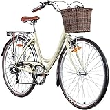 Galano Piccadilly 28 Zoll Damenfahrrad 7 Gang Citybike Stadt Fahrrad Damenrad Hollandrad (Elfenbein, 41 cm)