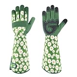 PHALANX Gartenhandschuhe für Damen Atmungsaktive Dornenfest Rosen Handschuhe Langer Unterarmschutz Leicht Gartenarbeiten Handschuhe Verdickte Handflächen Arbeitshandschuhe Beste Gartengeschenke